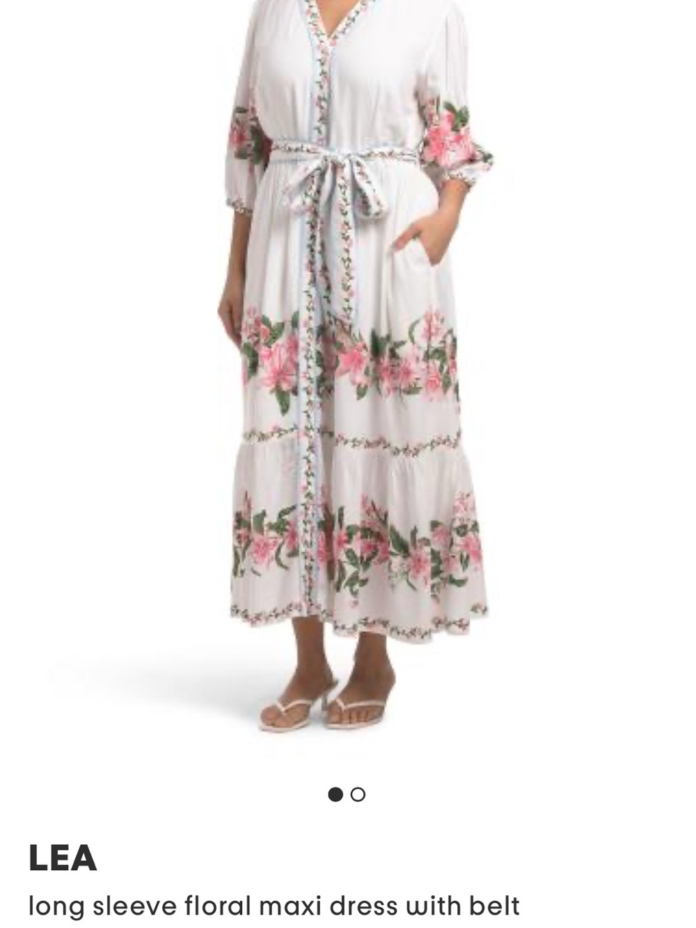 White Floral Maxi Dress with Belt
